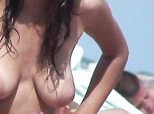 Big areolas and puffy nipples on the beach