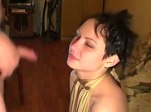 Homemade, hubby makes his wife gagging
