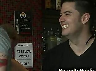 Gay face fucked and pissed in local bar