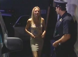 Police officer gets a blowjob from skinny girl